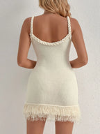 Fringe Hem Knit Cami Dress - Piña Colada