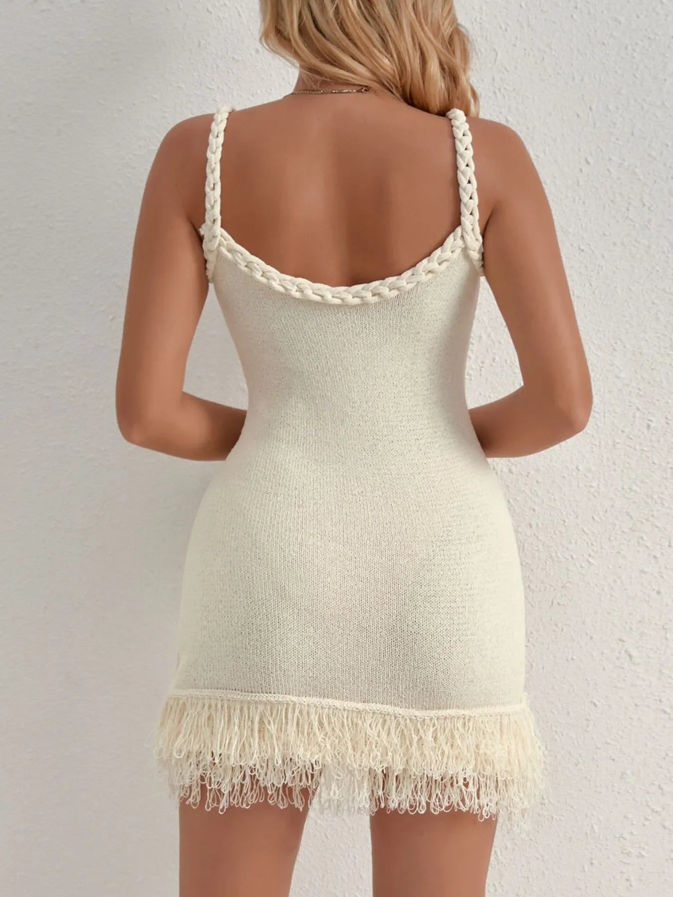 Fringe Hem Knit Cami Dress - Piña Colada