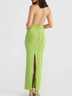 Backless Slit Sleeveless Bodycon Maxi Dress - Piña Colada