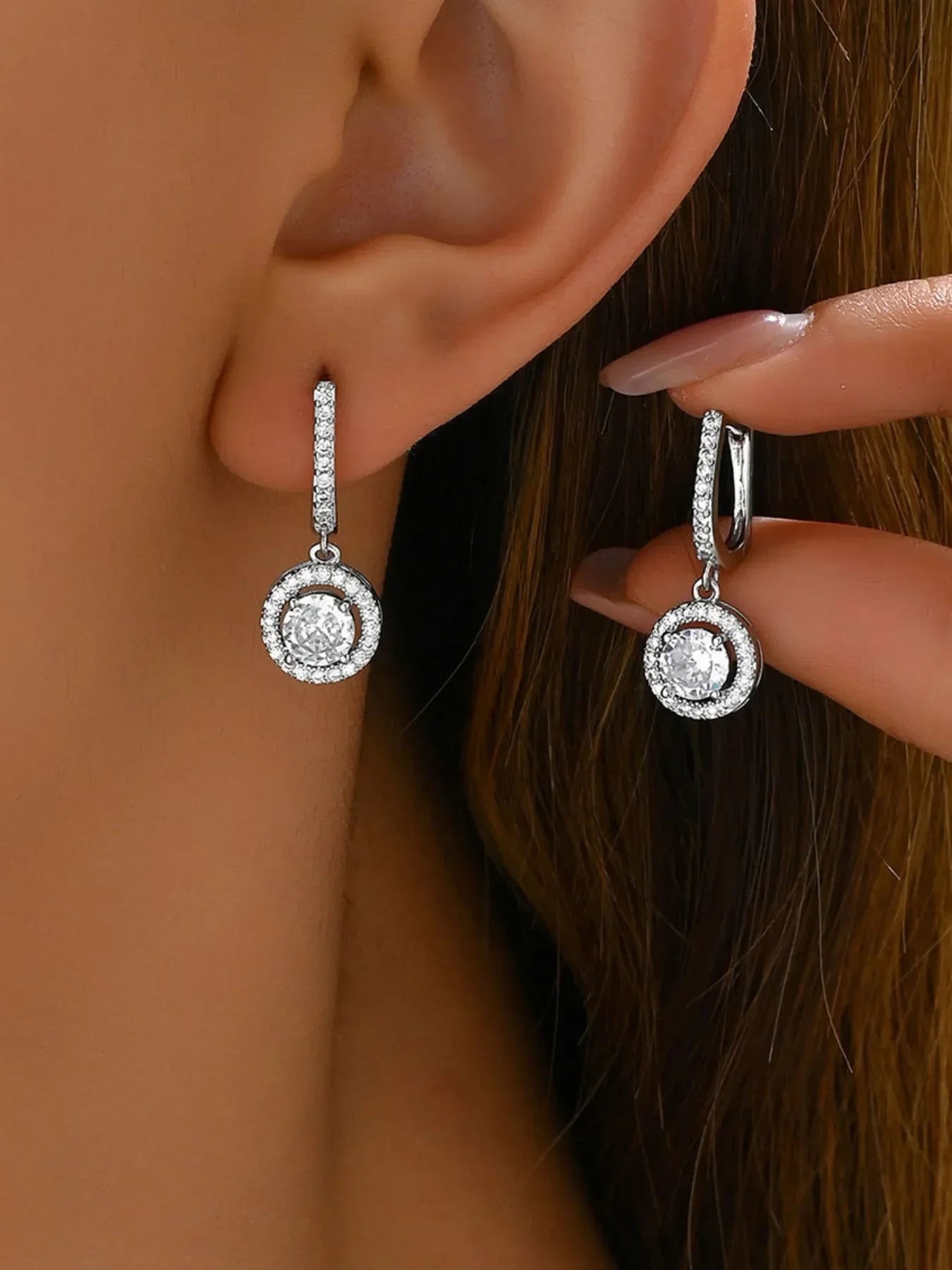 Stainless Steel Zircon Drop Earrings - Piña Colada
