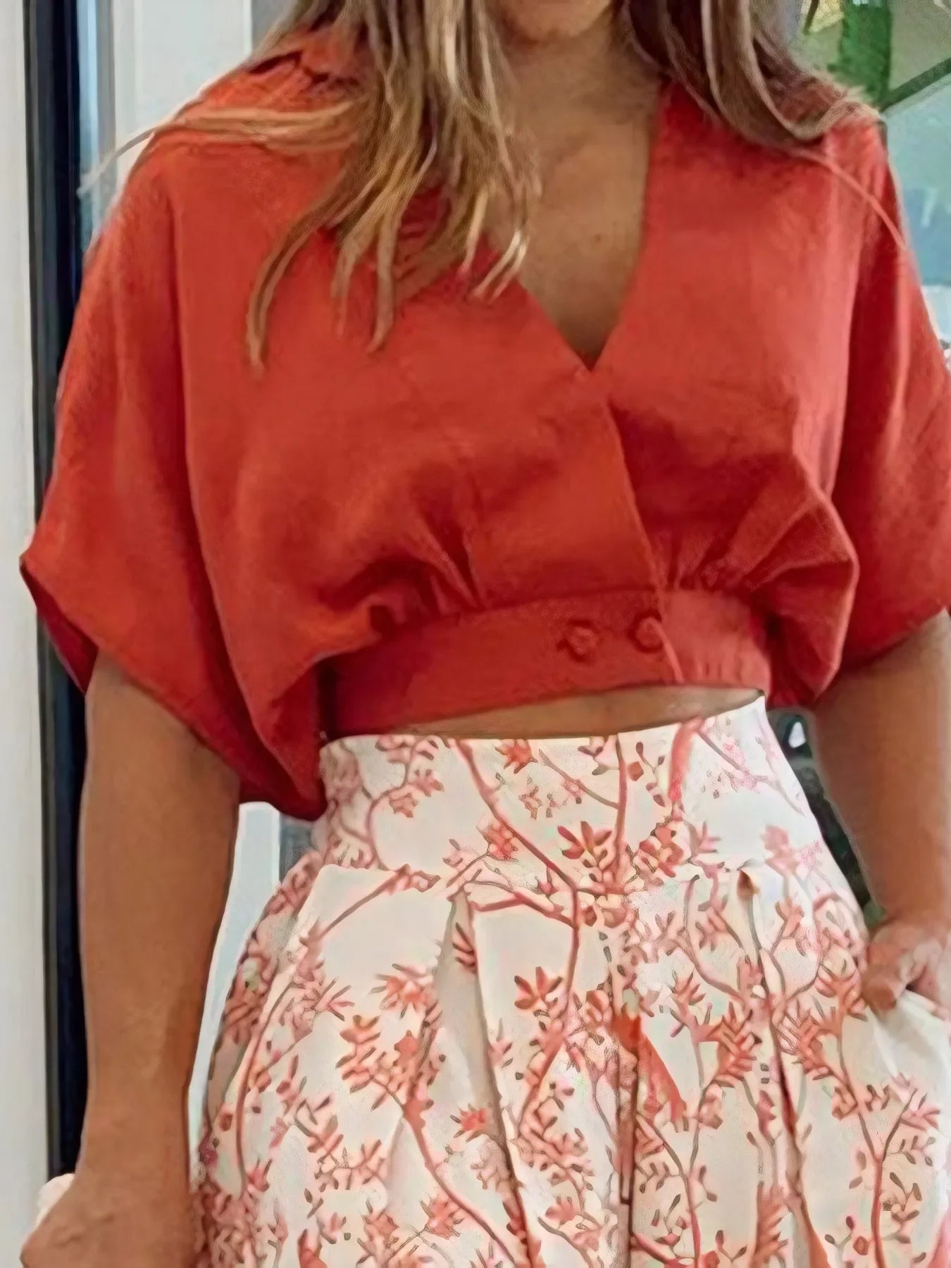 Surplice Top and High Waist Pants Set - Piña Colada