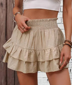 Ruffle Layered High Waist Casual Skort - Piña Colada