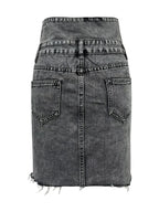 Raw Hem High Waist Denim Skirt - Piña Colada