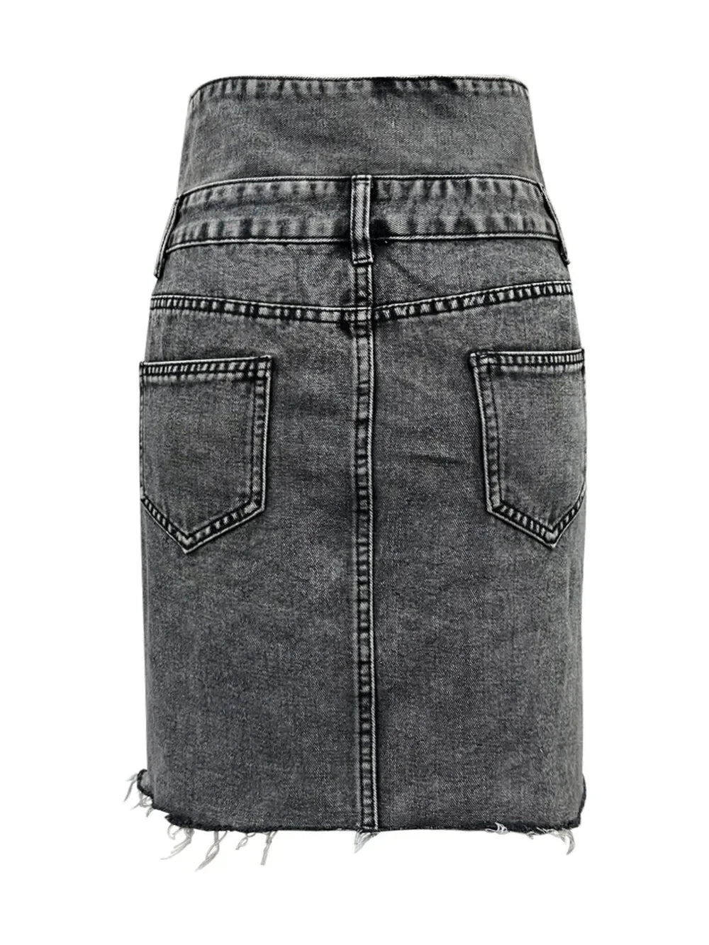Raw Hem High Waist Denim Skirt - Piña Colada