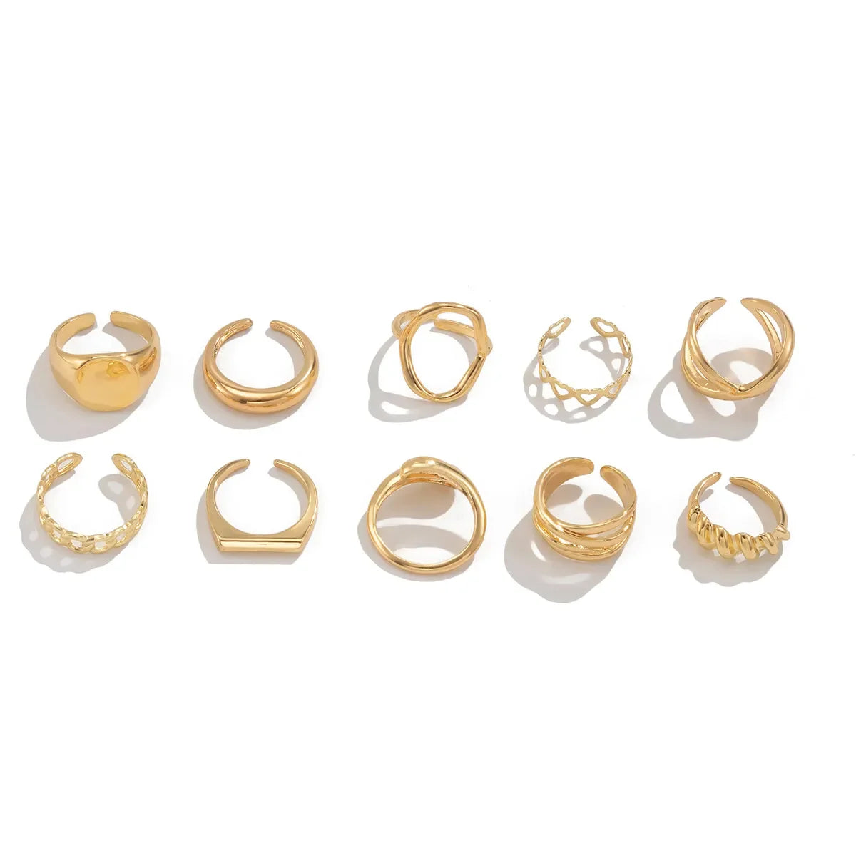 10-Piece Alloy Geometric Ring - Piña Colada