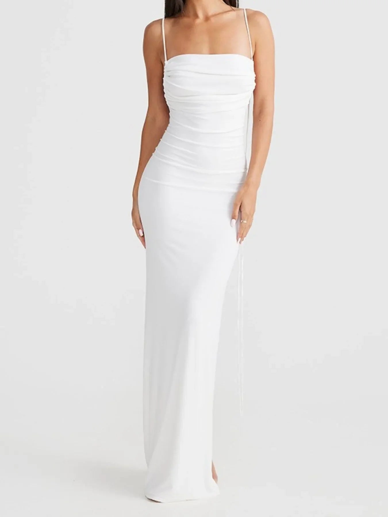 Backless Slit Sleeveless Bodycon Maxi Dress - Piña Colada