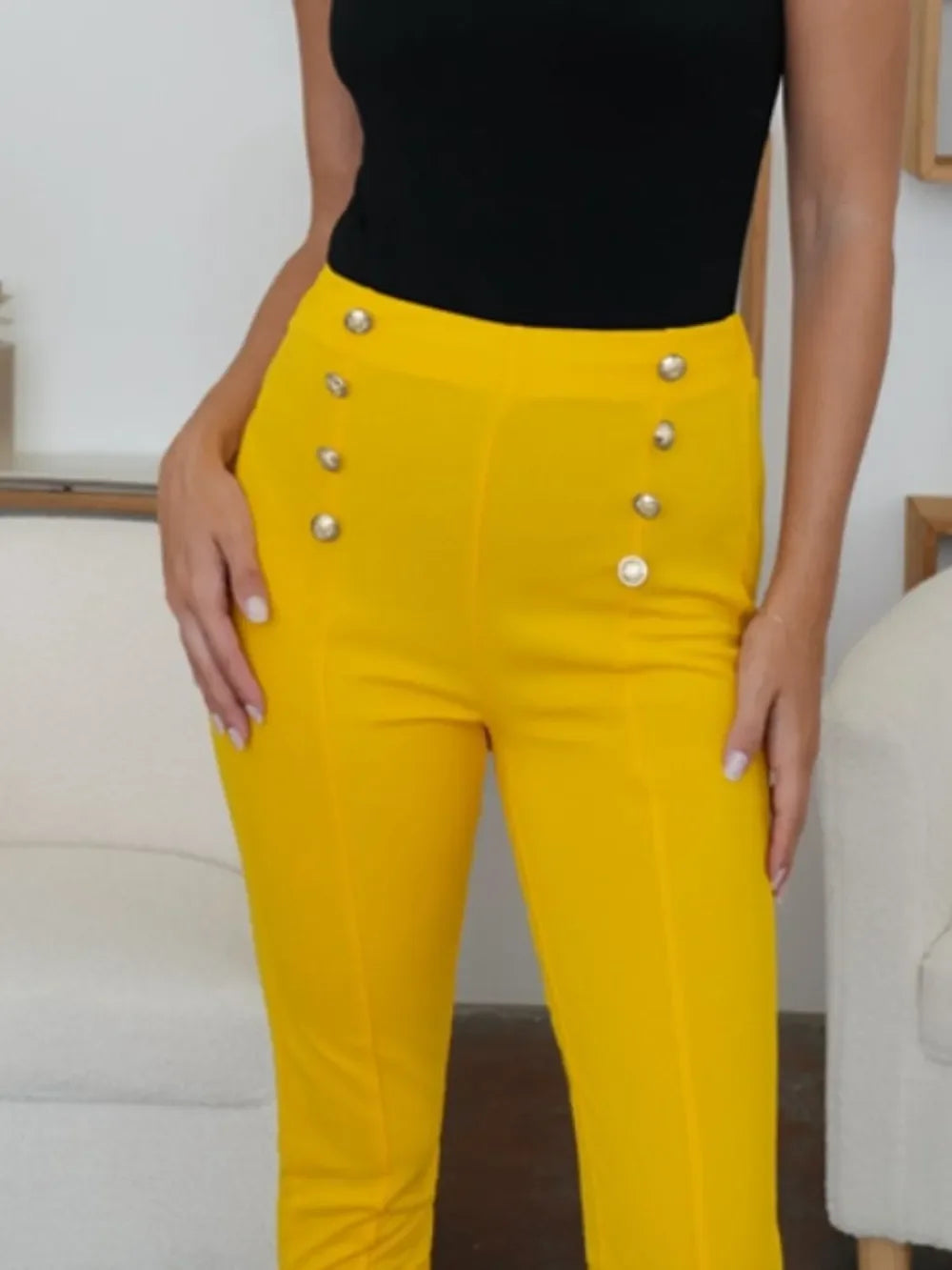FAM-FAM High Waist Skinny Pants - Piña Colada