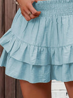 Ruffle Layered High Waist Casual Skort - Piña Colada