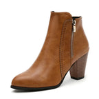 PU Leather Block Heel Boots - Piña Colada