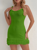 Fringe Hem Knit Cami Dress - Piña Colada