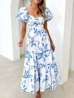 Off-Shoulder Floral Tiered Dress with Ruffle Details - Piña Colada