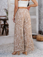 Devine Drawstring Printed Wide Leg Pants - Piña Colada