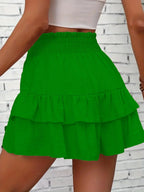 Ruffle Layered High Waist Casual Skort - Piña Colada