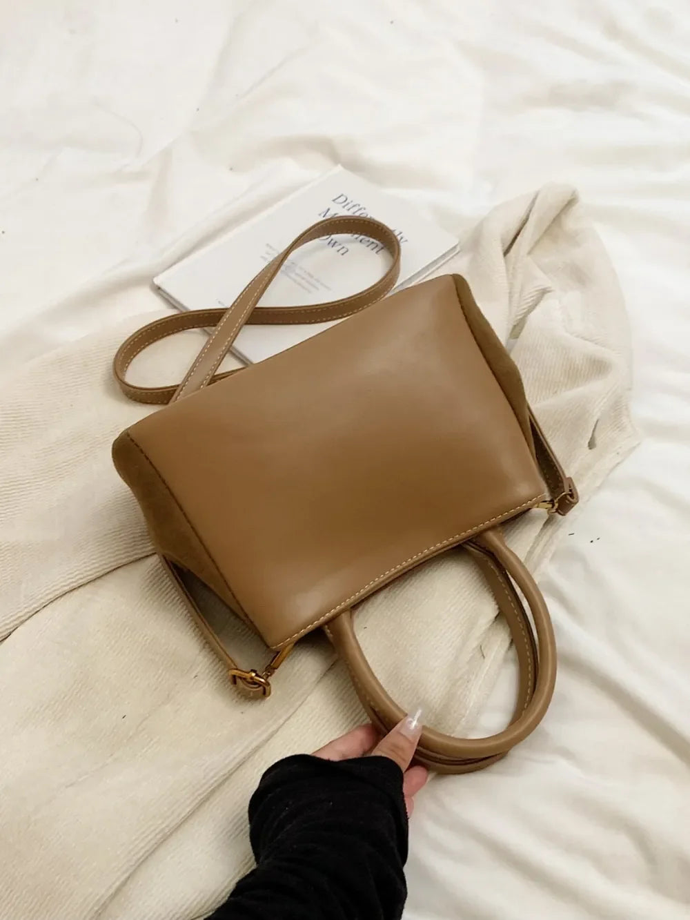 Suede Adjustable Strap Double-Use Handbag - Piña Colada