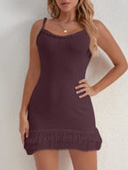 Fringe Hem Knit Cami Dress - Piña Colada