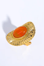 Natural Stone Copper Ring - Piña Colada