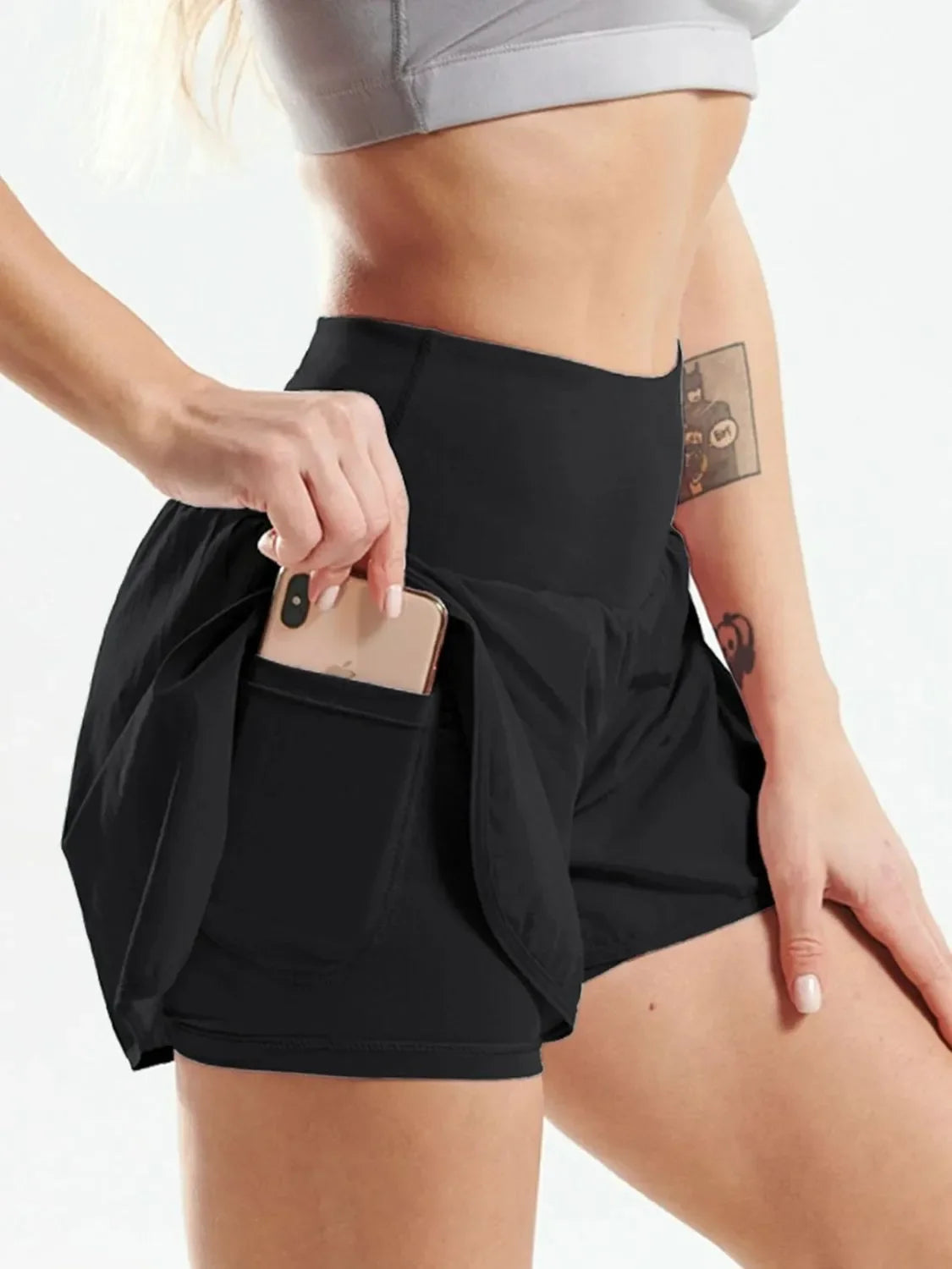 Pocketed High Waist Active Shorts - Piña Colada