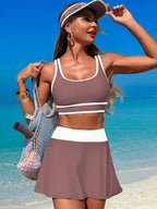 Scoop Neck Top and Skort Swim Set - Piña Colada