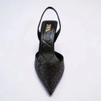 Rhinestone Slingback High Heel Pumps - Piña Colada