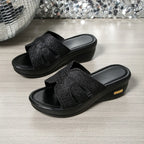 Open Toe Platform Wedge Sandals - Piña Colada