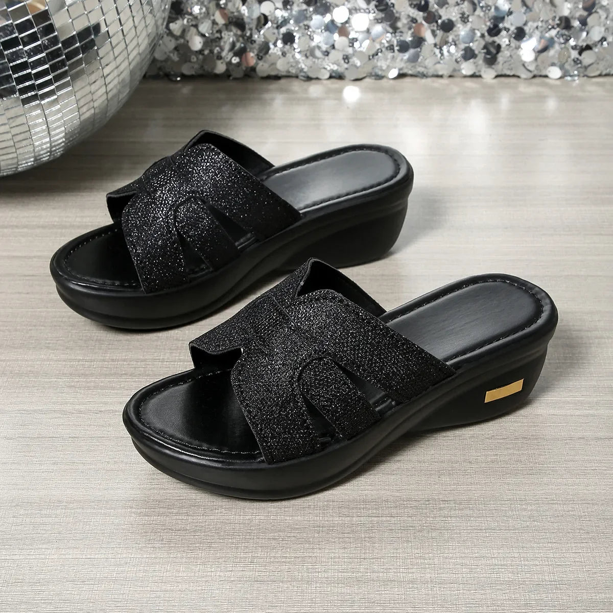 Open Toe Platform Wedge Sandals - Piña Colada