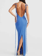 Backless Slit Sleeveless Bodycon Maxi Dress - Piña Colada