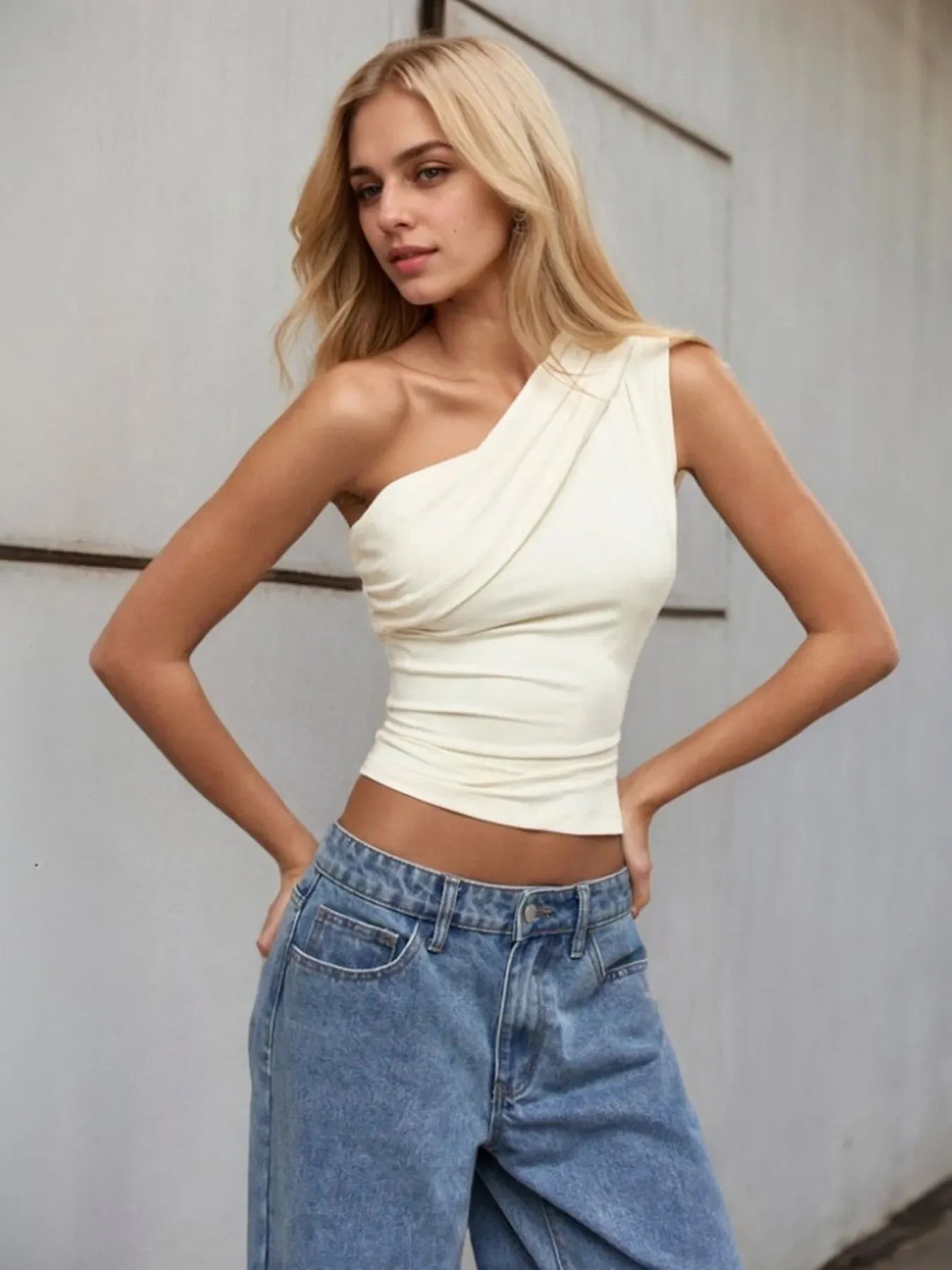 One-Shoulder Tank Top - Piña Colada