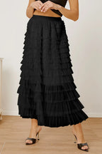 Ruched High Waist Tiered Skirt - Piña Colada