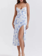 Floral Print Sweetheart Neck Cami Dress - Piña Colada