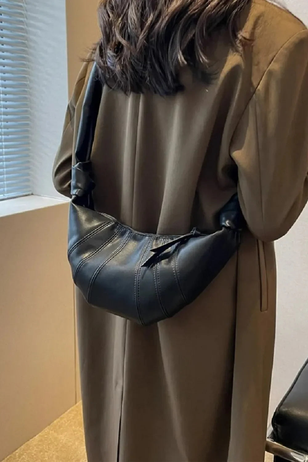 Zenana Vegan Leather Croissant Crossbody Bag - Piña Colada