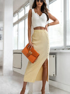 Slit Elastic Waist Skirt - Piña Colada