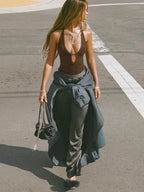 Cutout Ribbed Tank Top - Piña Colada