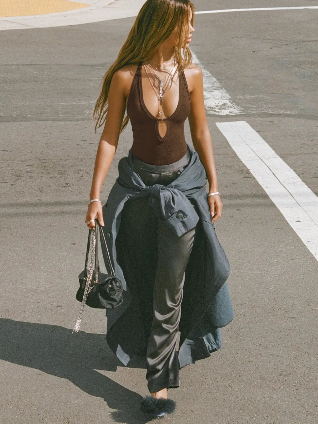 Cutout Ribbed Tank Top - Piña Colada