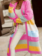 Color Block Open Front Cardigan - Piña Colada