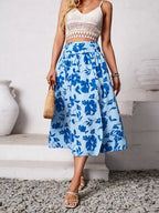 Slit Printed Midi Skirt - Piña Colada
