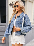 Pearl Trim Long Sleeve Denim Jacket - Piña Colada