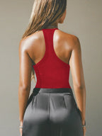 Cutout Ribbed Tank Top - Piña Colada