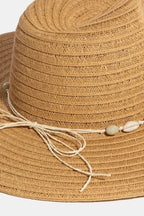 Fame Shell Beaded Wide Brim Straw Hat - Piña Colada