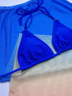 Gradient Halter Neck Three-Piece Swim Set - Piña Colada