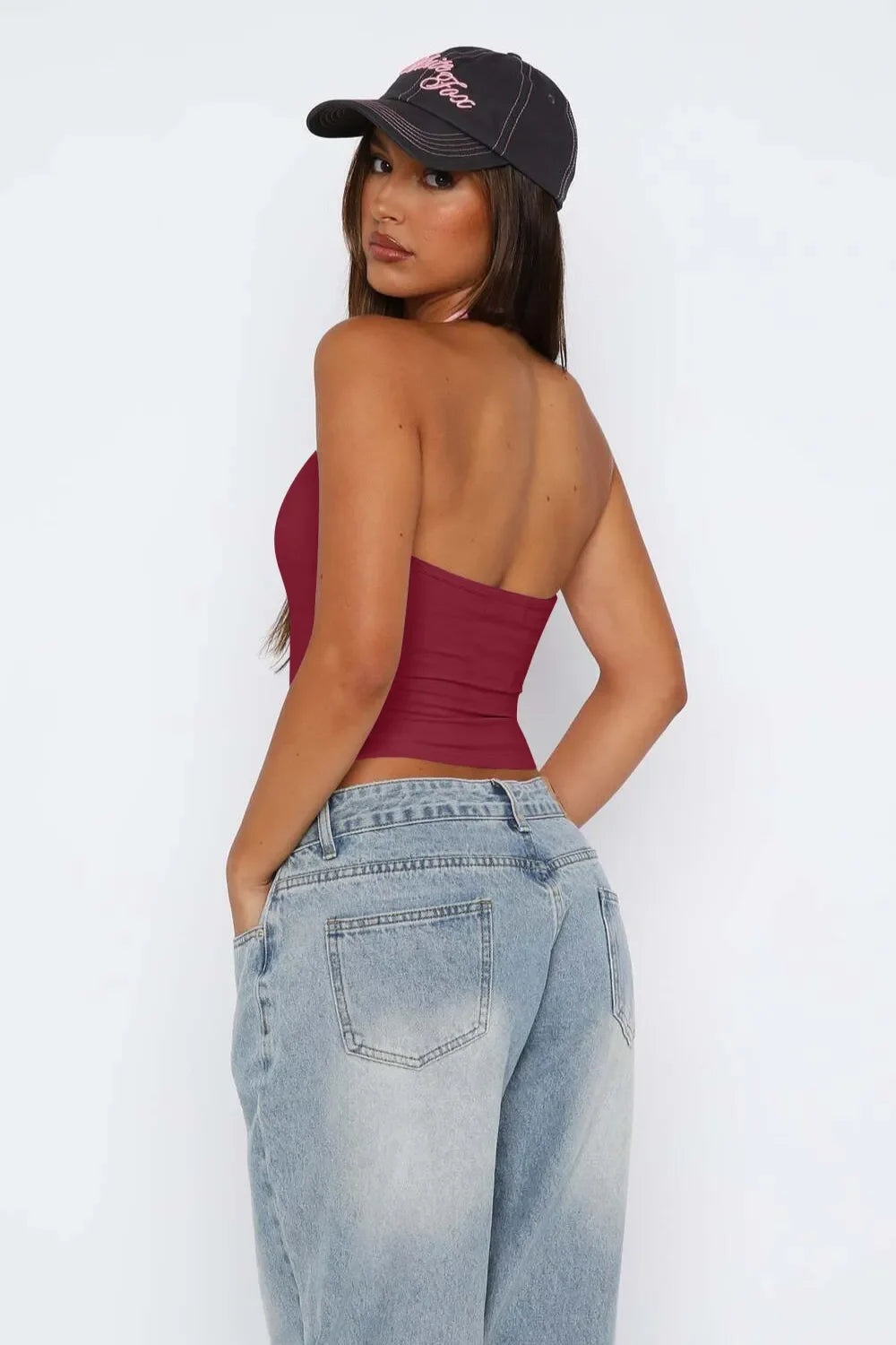 Lovelet Halter Neck Cropped Slim Cami - Piña Colada