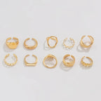 10-Piece Alloy Geometric Ring - Piña Colada
