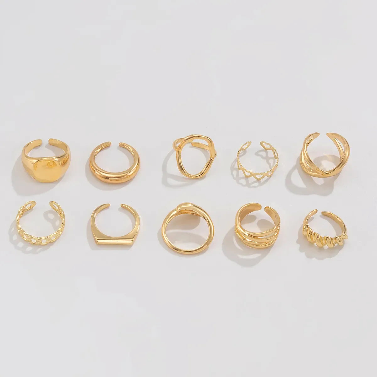 10-Piece Alloy Geometric Ring - Piña Colada