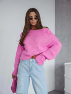 Boat Neck Drop Shoulder Sweater - Piña Colada