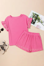Pearl Embellished Top and Shorts Set - Piña Colada