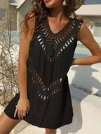 Crochet Detail Beach Cover Up Dress - Piña Colada