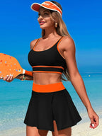 Scoop Neck Top and Skort Swim Set - Piña Colada
