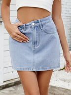 Solid Mini Denim Skirt - Piña Colada