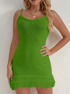 Fringe Hem Knit Cami Dress - Piña Colada