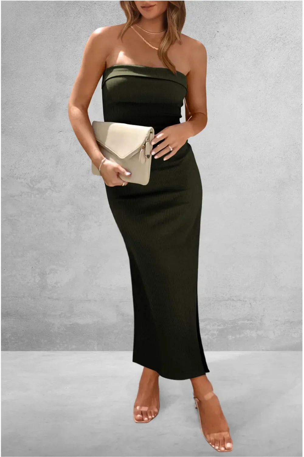 Slit Tube Midi Dress - Piña Colada