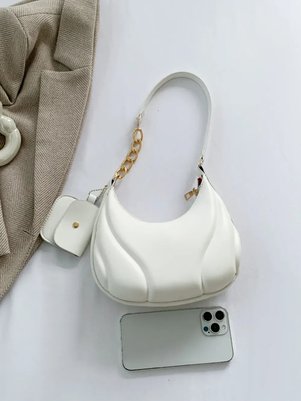 PU Leather Shoulder Bag with EarPods Bag - Piña Colada